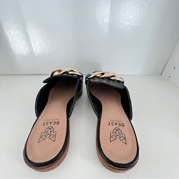 Sheena Flat Mule Loafer with Chain Detail Women’s Size 8 Black/Gold Very Comfy - Picture 7 of 9